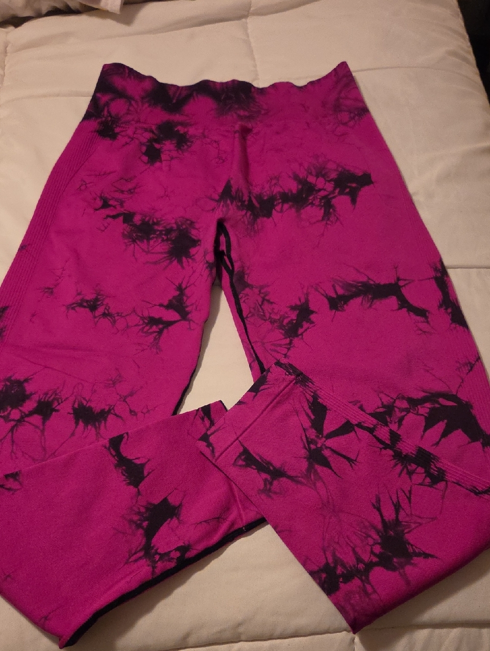 Pink And Black Tie-Dye Leggings